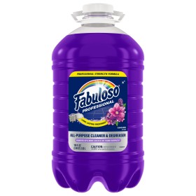 purple Fabuloso professional cleaner bottle top and partial front label, lavender scent