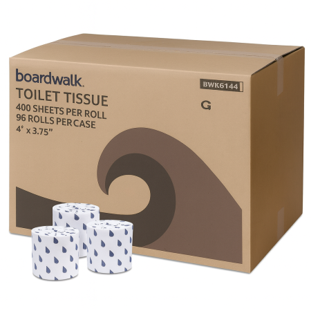 Boardwalk BWK6144 Toilet Paper, 2-Ply, White, 400 Sheets/Roll, 96 Rolls/Case
