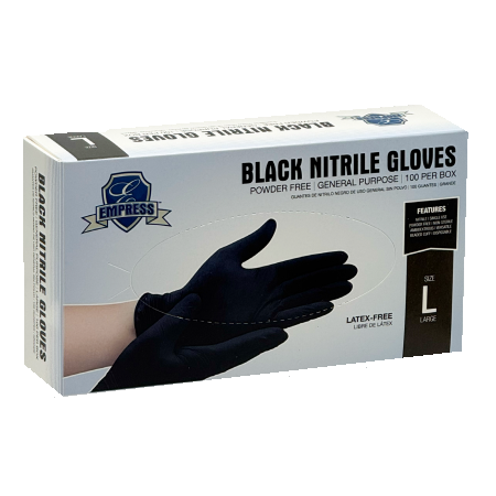 Empress 3 Mil Black Nitrile Gloves, Powder Free, Large, 100/Box – ENGPPFL2002BLK