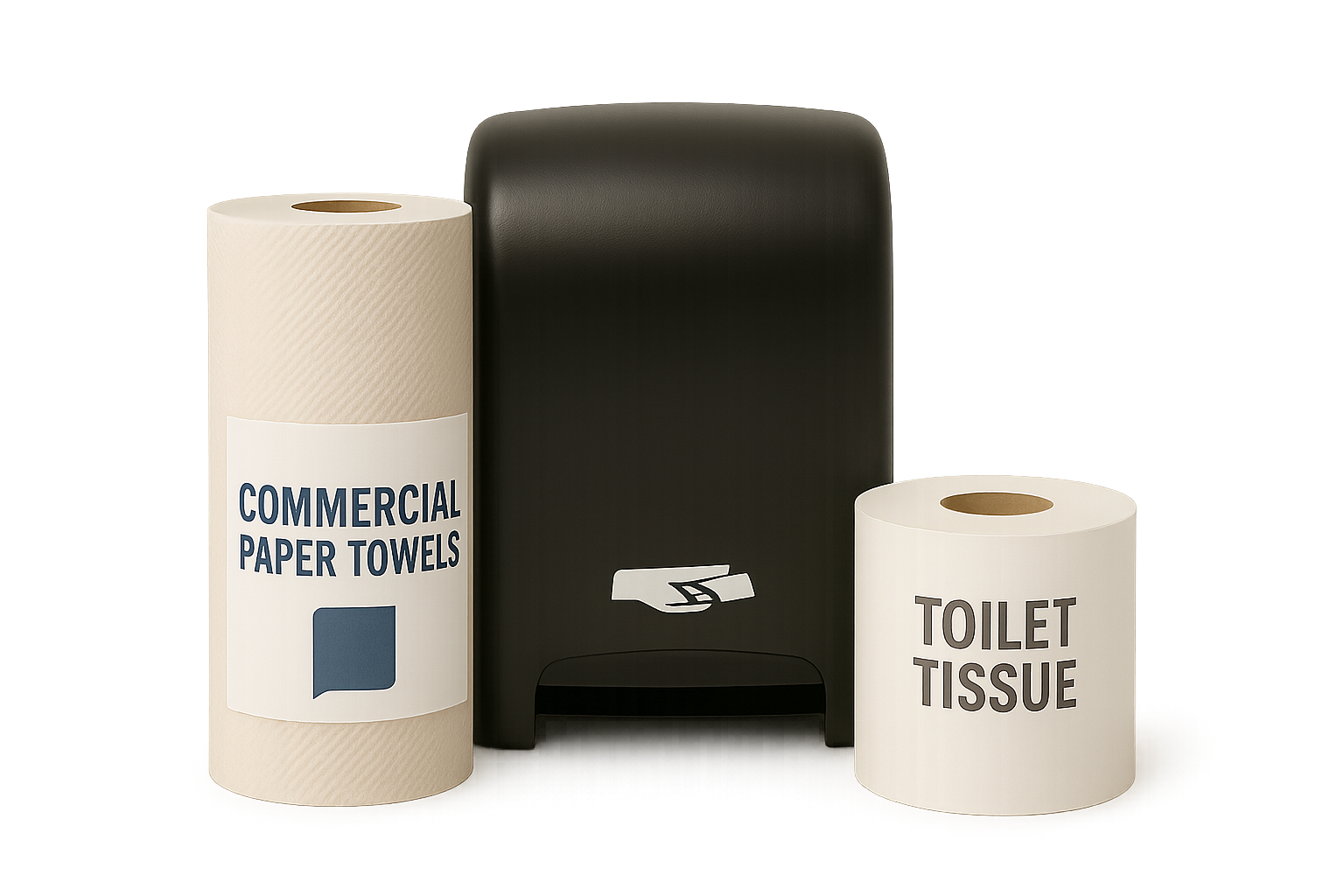 Commercial paper towels, toilet tissue and dispensers
