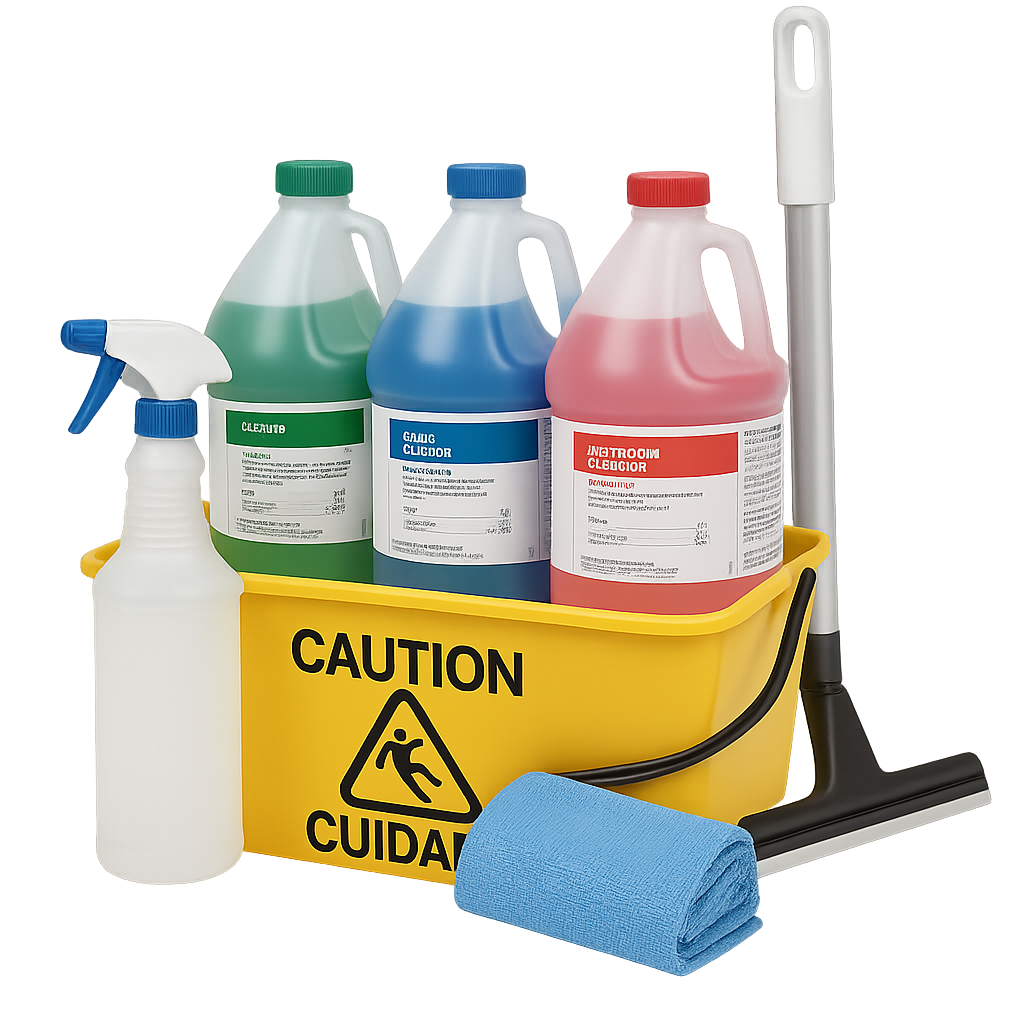 Custodial cleaning kit with concentrates