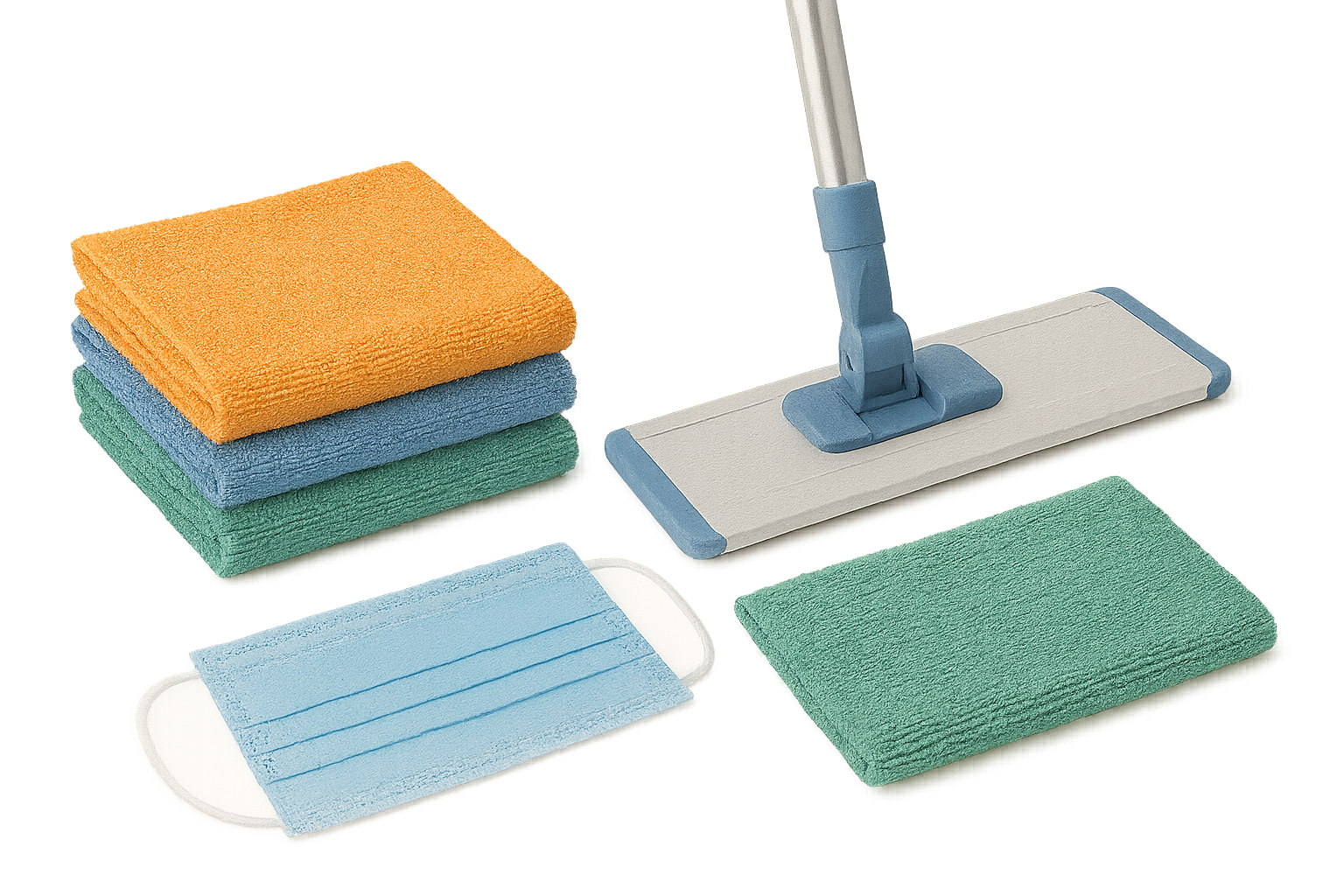Microfiber cloths, mops and color-coded systems
