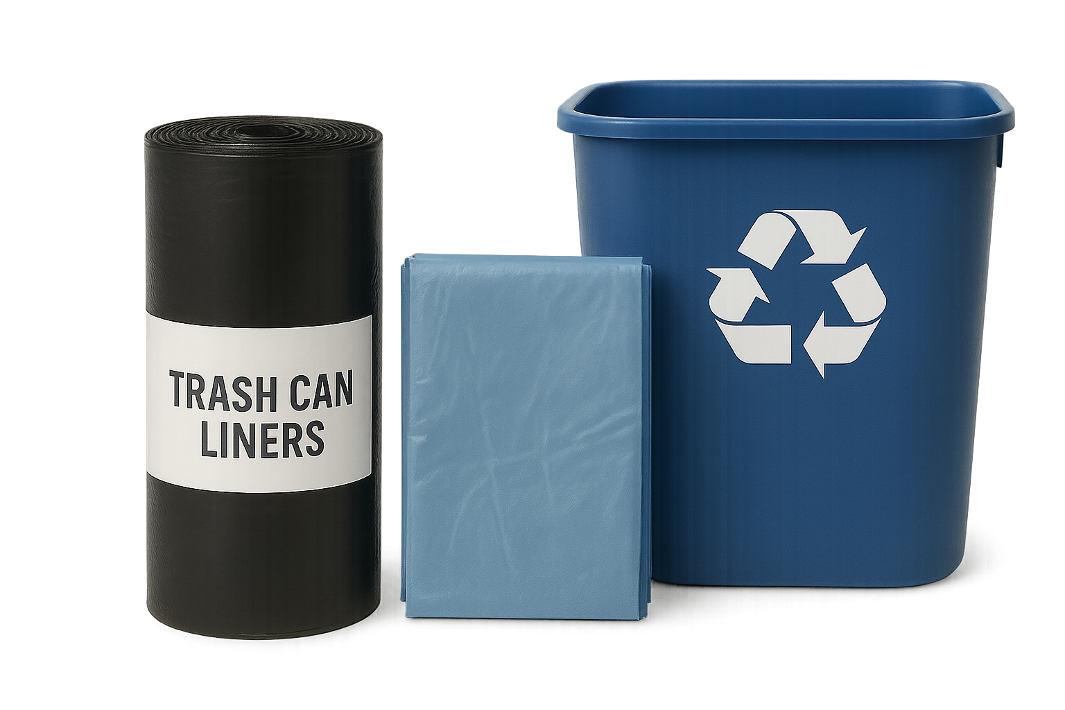 Trash can liners and recycling supplies