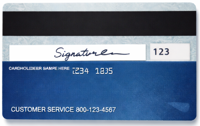 Sample credit card back