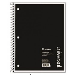 Universal 1 Sub. Wirebound Notebook College Rule Black Cover