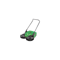 38 Deluxe Triple Brush Push Power Sweeeper 13.2 gallon debris container brush height adjustment